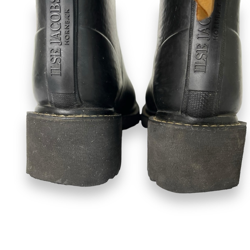Ilse Jacobsen Black Rubber Chelsea Lug Sole Short Ankle Rain Boot 8 38 - Picture 10 of 11